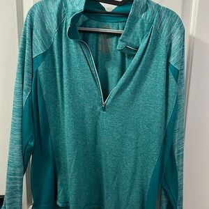 Teal half zip pull over